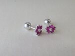 Arete flor fucsia - Imagen 2